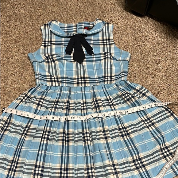 Hellbunny Blue plaid pleated skirt Dress - Picture 7 of 10